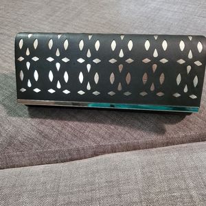 Vintage black and silver clutch